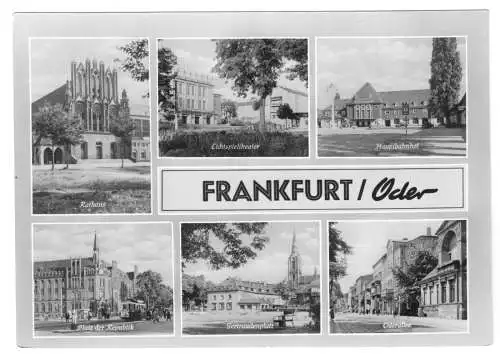 AK, Frankfurt Oder, sechs Abb., gestaltet, 1963