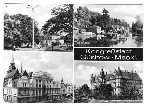 AK, Güstrow Meckl., vier Abb., Kongreßstadt Güstrow, 1969
