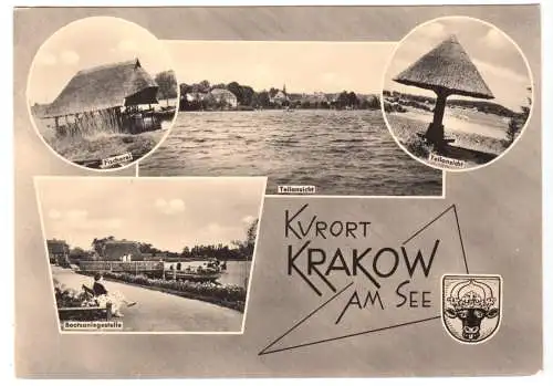AK, Krakow am See, Kr. Güstrow Meckl., vier Abb., gestaltet, 1964