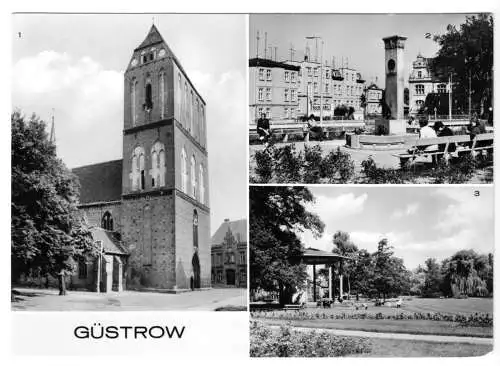 AK, Güstrow Meckl., drei Abb., 1977