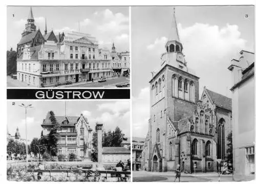 AK, Güstrow Meckl., drei Abb., u.a. Pfarrkirche, 1977
