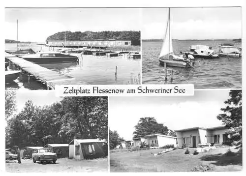 AK, Flessenow Kr. Schwerin, Zeltplatz Flessenow, vier Abb., 1976