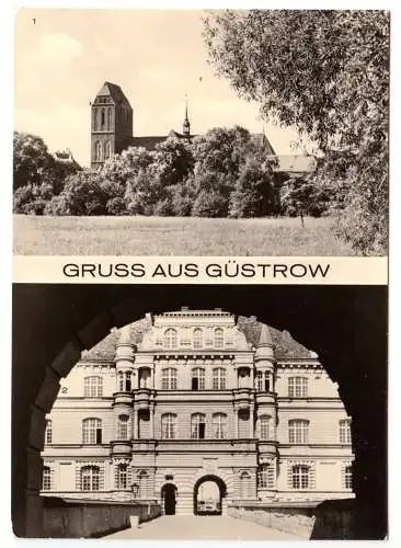AK, Güstrow Meckl., zwei Abb., Dom und Schloß, 1978