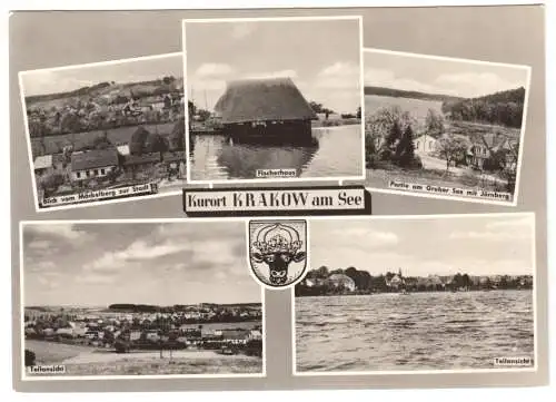 AK, Krakow am See, Kr. Güstrow Meckl., fünf Abb., gestaltet, 1967