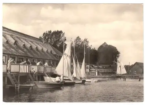 AK, Güstrow Meckl., Bootshäuser am Inselsee, Segelboote, 1967