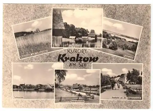 AK, Krakow am See, Kr. Güstrow Meckl., sechs Abb., gestaltet, 1963