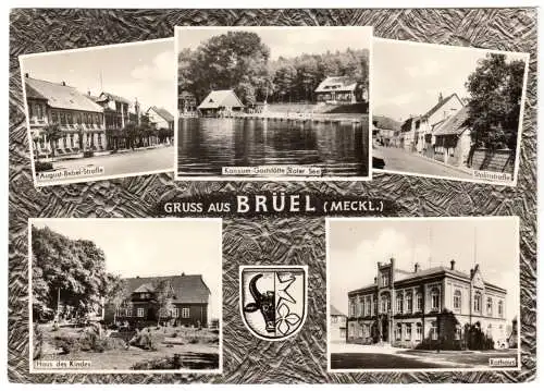 AK, Brüel Kr. Sternberg Meckl., fünf Abb., gestaltet, 1960