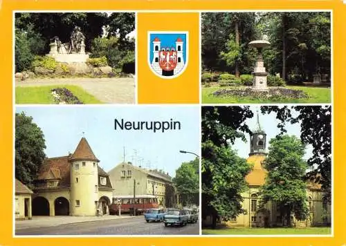 AK, Neuruppin, vier Abb., Wappen, 1990