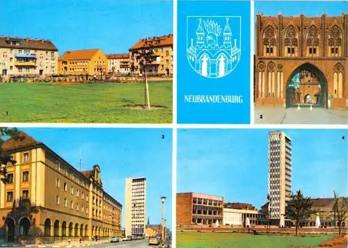 AK, Neubrandenburg, vier Abb. und Wappen, 1972