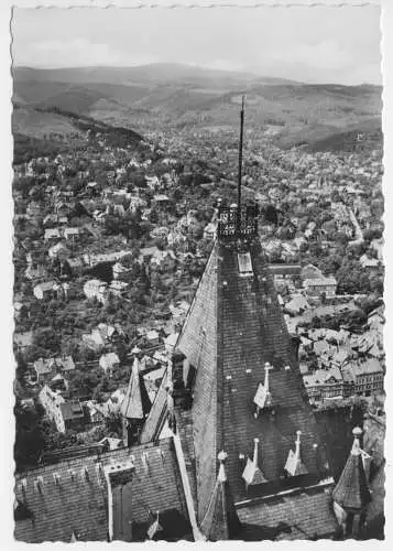 AK, Wernigerode Harz, Blick vom Feudalmuseum auf die Stadt, 1956