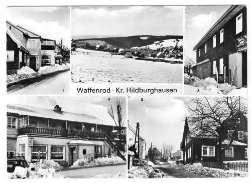 AK, Waffenrod Kr. Hildburghausen, fünf Winteransichten, 1981