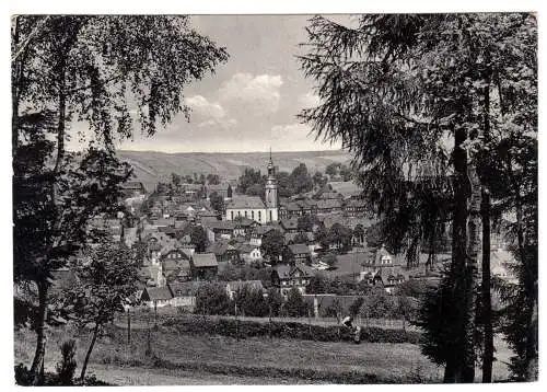 AK, Wurzbach Thür., Totale mit Kirche, 1960