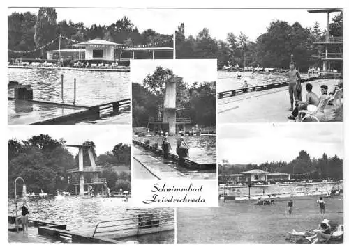 AK, Friedrichroda Thür., Schwimmbad, fünf Abb., 1970