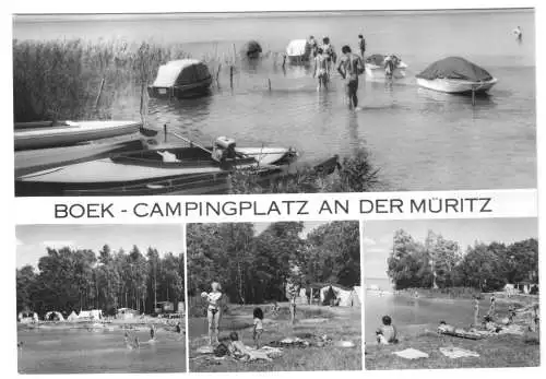 AK, Boek Kr. Neustrelitz, Campingplatz an der Müritz, vier Abb., 1975
