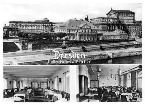 AK, Dresden, Gaststätte Italienisches Dörfchen, drei Abb., 1967