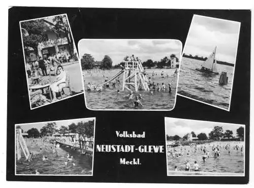 AK, Neustadt-Glewe Meckl., Volksbad, fünf Abb.,  1964