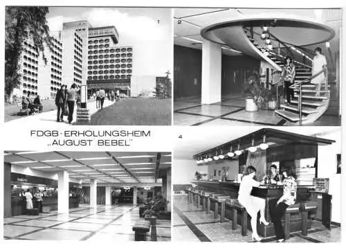AK, Friedrichroda Thür., FDGB-Heim "August Bebel", vier Abb., 1982