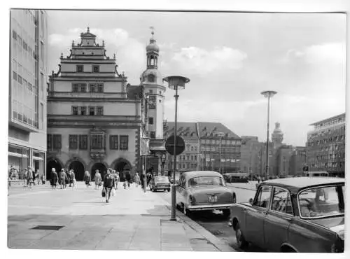 AK, Leipzig, Markt mit Altem Rathaus, seltenere Perspektive, 1972