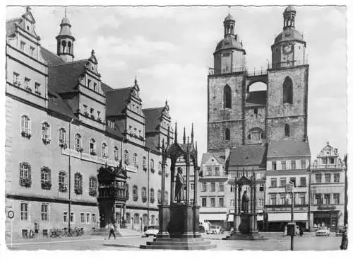 AK, Lutherstadt Wittenberg, Rathaus und Stadtkirche, 1962