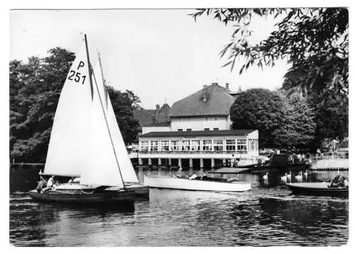 AK, Caputh Kr. Potsdam, Gaststätte "Fährhaus" und Boote, 1965