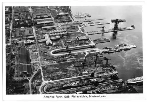 Foto, USA, Philadelphia, Marinedocks, Luftbild vom Zeppelin, 1928