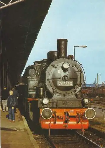AK, Dampflok 74 1230 [ex pr. T 12] im Oktober 1983 im Bahnhof Weimar