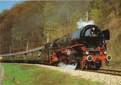AK, Dampf-Schnellzuglok 01 1066 der Ulmer Eisenbahnfreunde, Albtalbahn, 1984