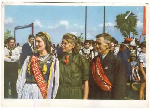 AK, Die Jugend der Welt will den Frieden, Poln. Aktivisten, früher DDR-Farbdruck