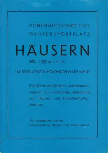 tour. Prospekt, Höhenluftkurort Häusern, um 1968