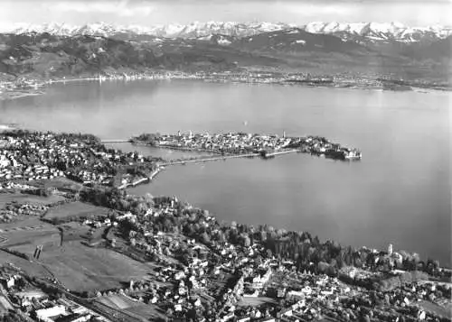 AK, Lindau am Bodensee, Luftbild mit OT Schachen, Version 1, um 1968