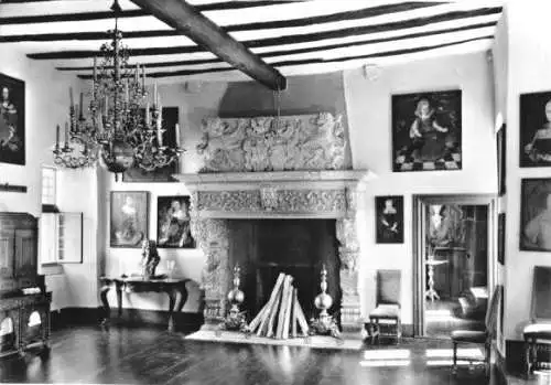 AK, Schloß Bürresheim b. Mayen Eifel, Roter Saal, 1960