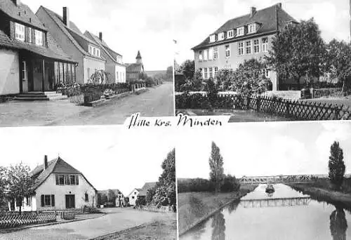 AK, Hille Kr. Minden, 4 Abb., Teilansichten, ca. 1959