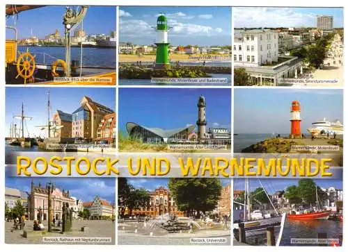 AK Großformat, Rostock und Warnemünde, neun Abb., um 2010
