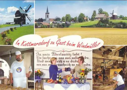 AK Großformat, Kottmarsdorf Oberl., "Zu Gast beim Windmüller", fünf Abb., 2000