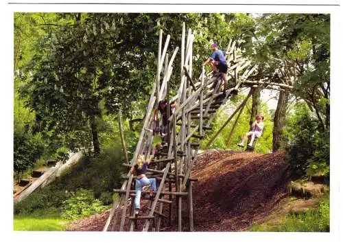 AK Großformat, Magdeburg, Elbauenpark, Naturspielplatz in den Wällen, um 2005