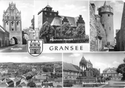 AK, Gransee, fünf Abb., u.a. Schule, 1984