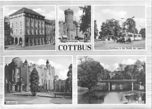 AK, Cottbus, fünf Abb., gestaltet, 1967