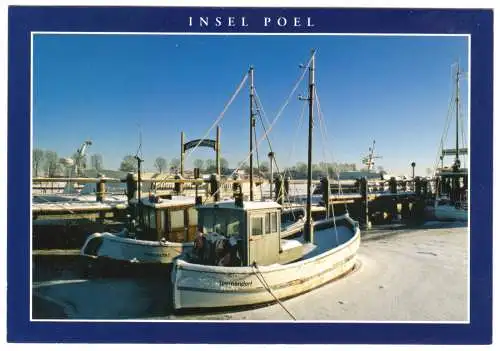 AK Großformat, Insel Poel, Hafen mit Fischkuttern im Winter, um 2006