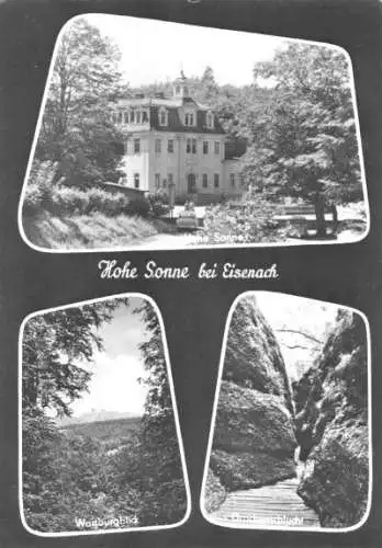 AK, Hohe Sonne bei Eisenach, drei Abb., gestaltet, 1966