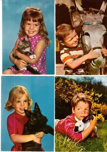 elf AK, Kinder mit Tieren, mit Blumen und beim Spielen, 1970er