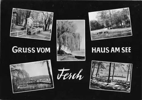 AK, Ferch Kr. Potsdam, Gaststätte "Haus am See", fünf Abb., gestaltet, 1963