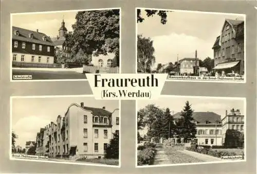 AK, Fraureuth Kr. Werdau, vier Abb., gestaltet, 1968