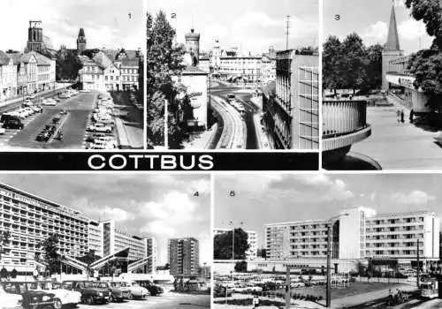 AK, Cottbus, fünf innerstädtische Abb., 1976