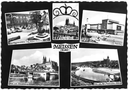 AK, Meissen Elbe, fünf Abb., gestaltet, 1961