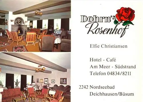 AK, Nordseebad Deichhausen Büsum, Dahrn's Rosenhof, zwei Abb., um 1980