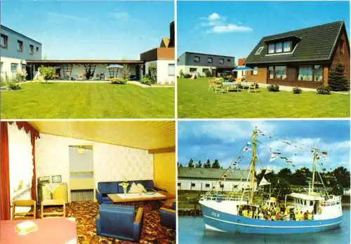 AK, Friedrichskoog Nordsee, Ferienwohnung Antje, Hafenstr. 87, vier Abb., 1980