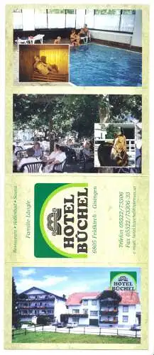 Werbekarte mit Kalender, Feldkirch-Gisingen, Österreich, Hotel Büchel, um 2000