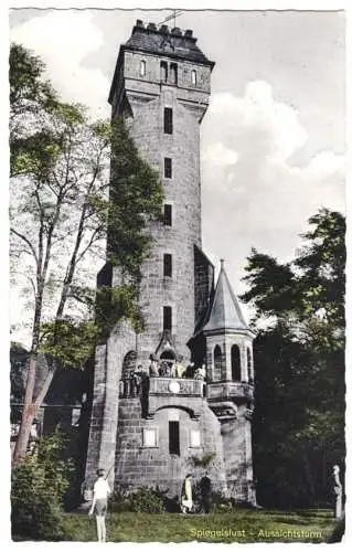 AK, Marburg Lahn, Waldgaststätte Spiegellust, Aussichtsturm, 1960