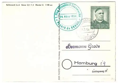 Beleg, BRD, 174 EF, (22a) Düsseldorf Flughafen, 24.3.54