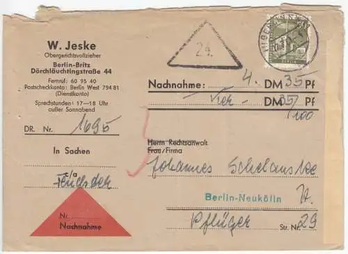 Nachnahme - Brief, Berlin West, Michel 150 EF, o (1) Berlin SW 11, 17.7.61